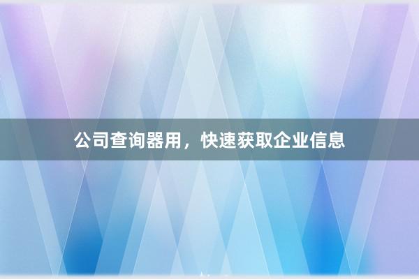 公司查询器用，快速获取企业信息